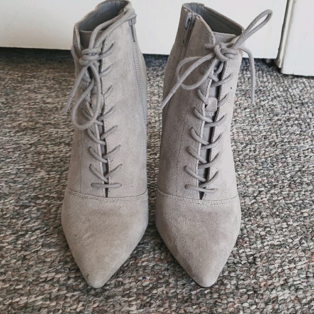 Grey stiletto booties, worn only twice
